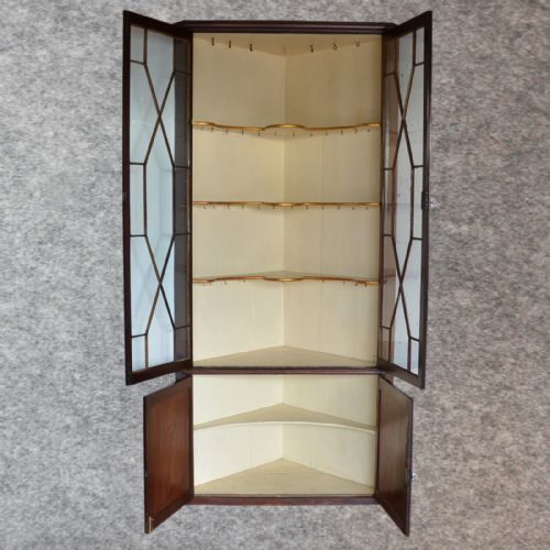 fig 3. Antique 8' Tall Corner Display Cabinet Astragal Glazed Georgian English c1800