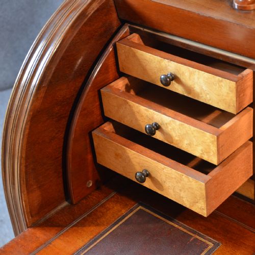 ANTIQUE FINE VICTORIAN WRITING BUREAU LARGE ENGLISH CYLINDER ROLL TOP DESK C1870 - ADDITIONAL PHOTO 6
