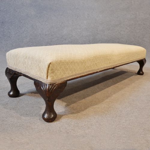 fig 2. Antique Long Foot Stool Carriage Footstool Low Seat Cabriole Leg English c1890