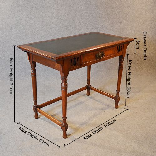 fig 1. Antique Desk Leather Top English Oak Writing Study Table Liberty Design c1910
