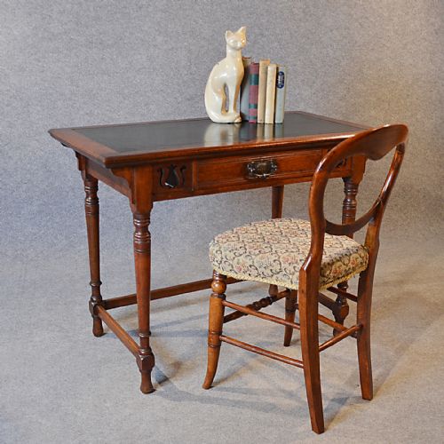 Antique Desk Leather Top English Oak Writing Study Table Liberty Design C1910