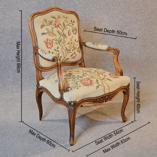 fig 1. Antique Armchair Walnut Needlepoint Tapestry Salon Reading Arm Chair c1880