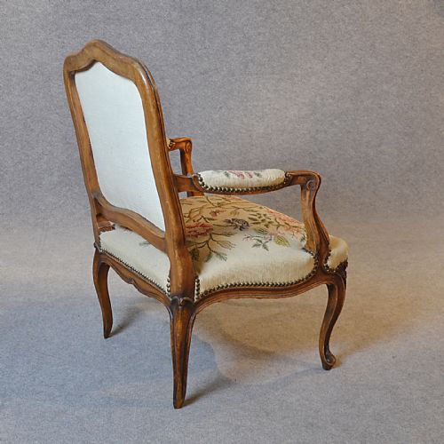 fig 4. Antique Armchair Walnut Needlepoint Tapestry Salon Reading Arm Chair c1880