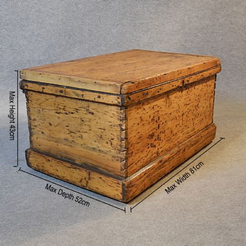 fig 1. Antique Blanket Chest Trunk Victorian Pine Storage Box Coffee Table c1850