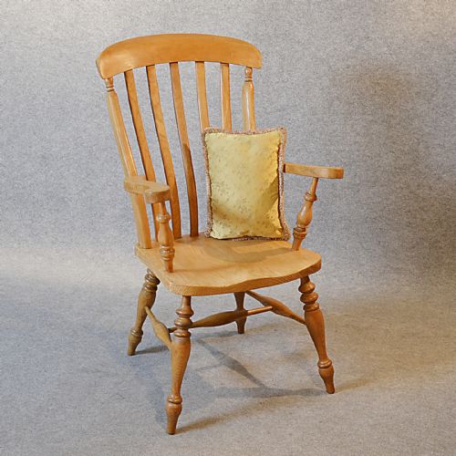 Antique Windsor Armchair Country Lath Back Chair Quality English Ash & Elm C1900