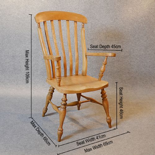 fig 1. Antique Windsor Armchair Country Lath Back Chair Quality English Ash & Elm c1900