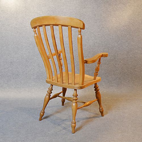 fig 2. Antique Windsor Armchair Country Lath Back Chair Quality English Ash & Elm c1900