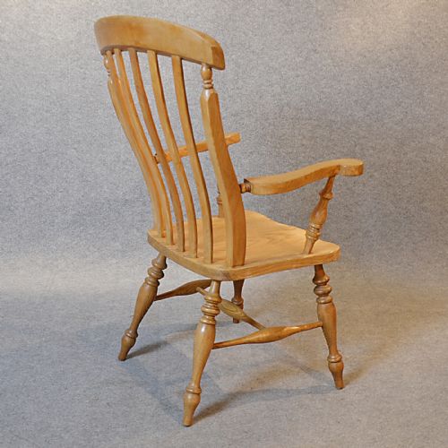 fig 3. Antique Windsor Armchair Country Lath Back Chair Quality English Ash & Elm c1900