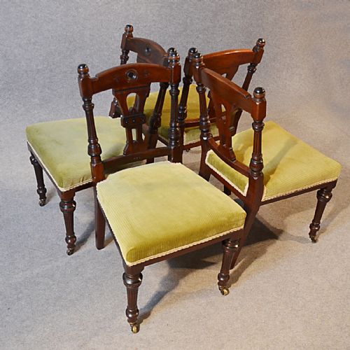 fig 2. Antique Set Four Walnut Dining Chairs Quality English By J Lamb Manchester c1870