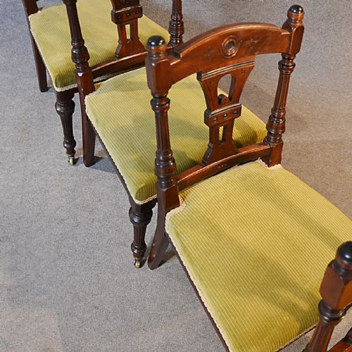 fig 5. Antique Set Four Walnut Dining Chairs Quality English By J Lamb Manchester c1870