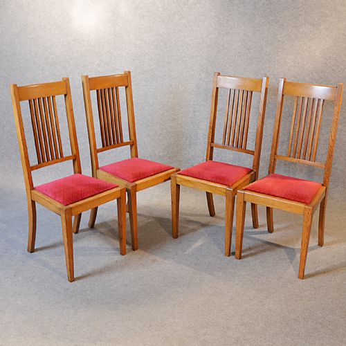 fig 2. Antique Set 4 Four Oak Kitchen Dining Chairs Quality English Arts & Crafts c1900