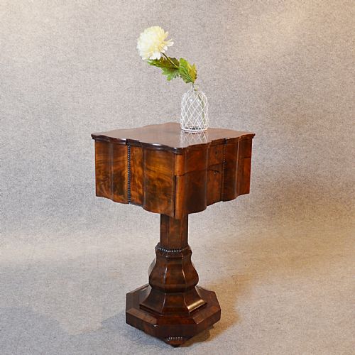 Antique Work Side Table Sewing Box English Early Victorian Flame Mahogany C1840