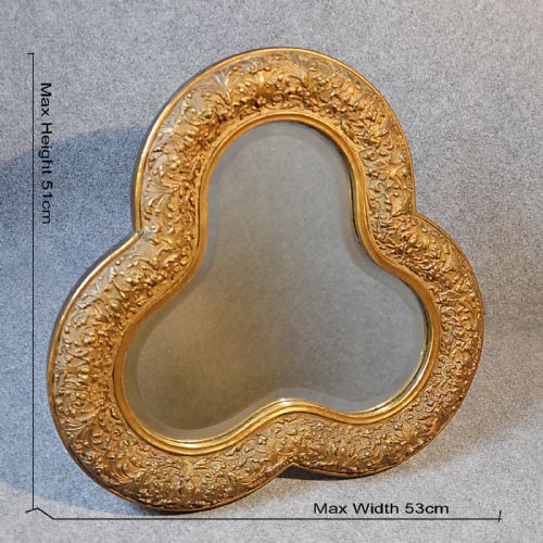 fig 1. Antique Wall Mirror Fine English Gilt Gesso Trefoil Bevelled Looking Glass c1850