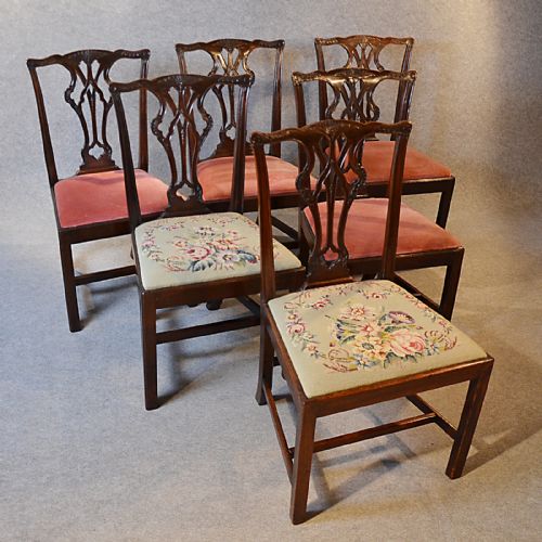 Antique Set 6 Dining Chairs Victorian Chippendale Revival Quality English C1850