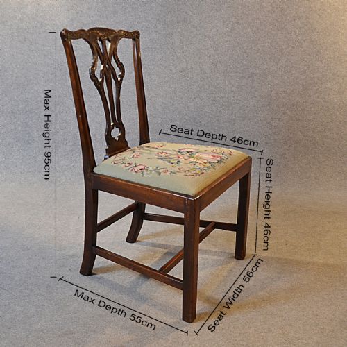 fig 1. Antique Set 6 Dining Chairs Victorian Chippendale Revival Quality English c1850