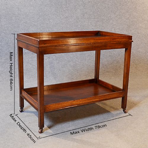 fig 1. Antique Serving Tea Trolley Teak Edwardian Vintage Butlers Serving Buffet c1910