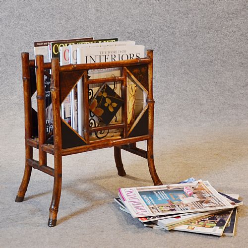 Antique Magazine Stand Paper Rack Quality Victorian Bamboo Chinoiserie C1880