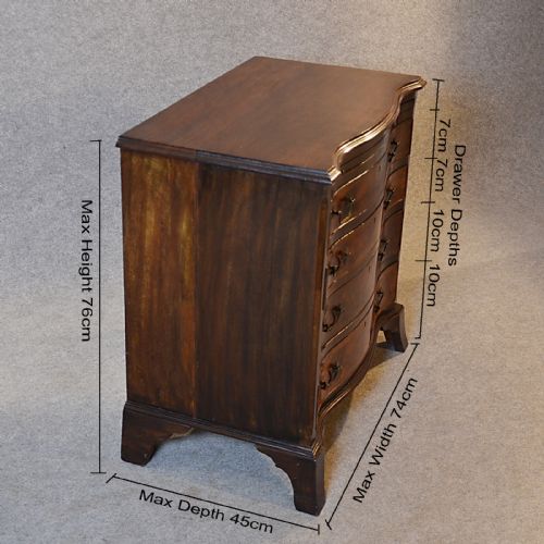 fig 1. Antique Chest of Drawers Slide Serpentine Front Small Hepplewhite Revival c1900