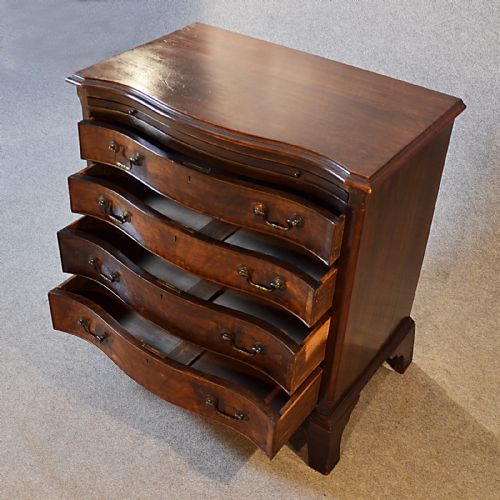 fig 2. Antique Chest of Drawers Slide Serpentine Front Small Hepplewhite Revival c1900
