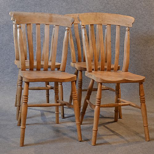 fig 2. Antique Kitchen Dining Chairs Set 4 Quality Victorian Elm Windsor Lath c1880