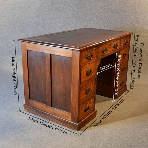 fig 1. Antique Desk Victorian English Oak Twin Pedestal Writing Study Table c1870