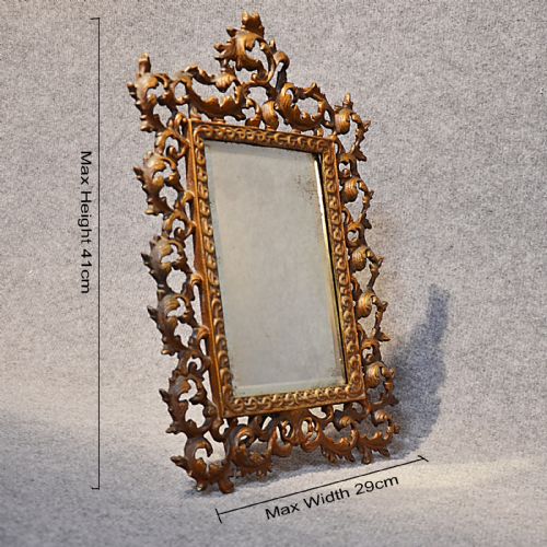 fig 2. Antique Mirror English Gilt Metal Picture Frame Victorian Bevelled Glass c1860