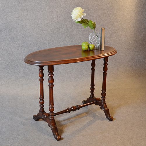Antique Table Oval Victorian Leather Top English Writing Library Side Hall C1880