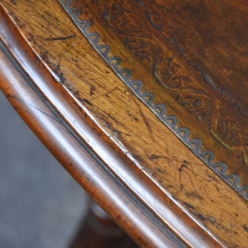 fig 2. Antique Table Oval Victorian Leather Top English Writing Library Side Hall c1880