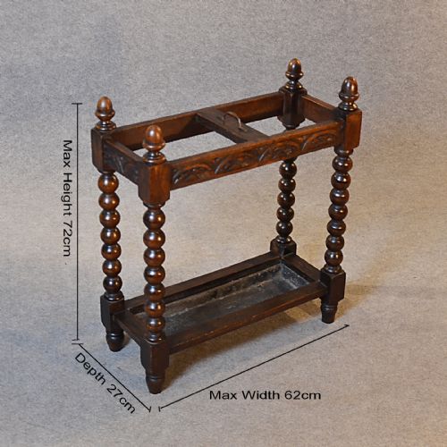 fig 1. Antique Stick Umbrella Hall Stand Quality Oak English Victorian Bobbin Leg c1900