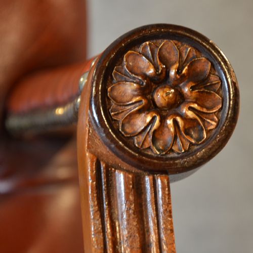 fig 3. Antique Leather Desk Office Swivel Chair English Edwardian Armchair c1910