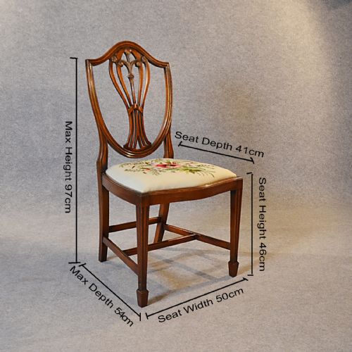 fig 1. Antique Set 8 Chairs Hepplewhite Revival English George VI Quality Tapestry Seat
