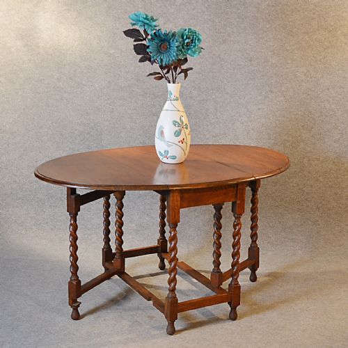 Antique Oak Gate Leg Oval Table Kitchen Dining Farmhouse English Gateleg C1910