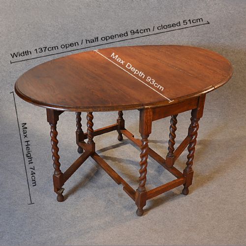 fig 1. Antique Oak Gate Leg Oval Table Kitchen Dining Farmhouse English Gateleg c1910