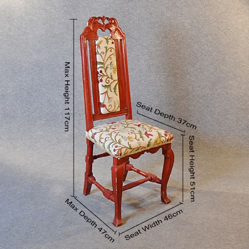 fig 1. Antique Set Six 6 Continental Painted Kitchen Dining Chairs Needlepoint c1850