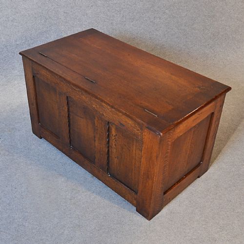 fig 2. Antique Oak Coffer Chest Trunk Blanket Storage Box Art Deco Period c1930