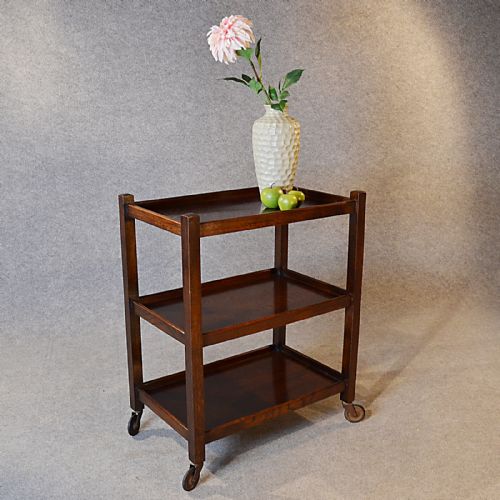 Antique Oak Serving Tea Trolley Vintage Butlers Buffet Edwardian English C1910