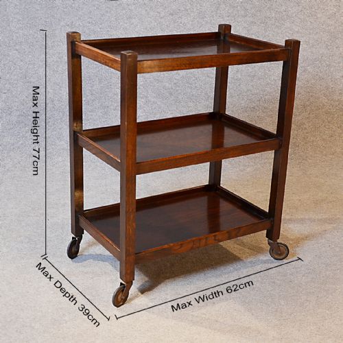 fig 1. Antique Oak Serving Tea Trolley Vintage Butlers Buffet Edwardian English c1910