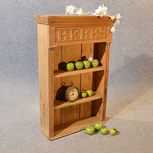 Antique Bookcase Victorian Pine Kitchen Herb Cabinet Book Wall Shelves C1890