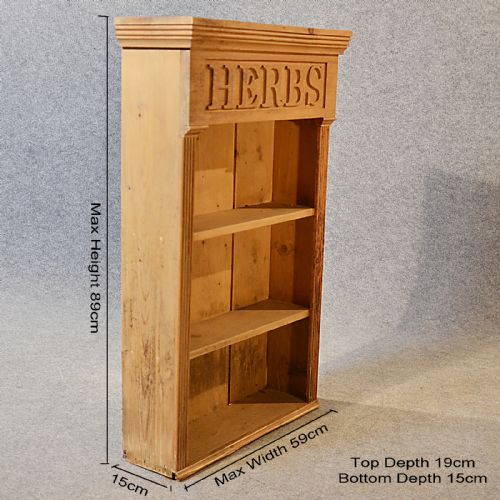 fig 1. Antique Bookcase Victorian Pine Kitchen Herb Cabinet Book Wall Shelves c1890