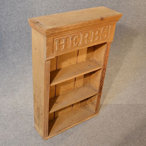 fig 2. Antique Bookcase Victorian Pine Kitchen Herb Cabinet Book Wall Shelves c1890