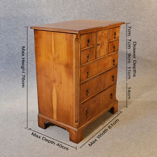 fig 1. Antique Chest of Drawers Small Yew Veneer English Edwardian c1910