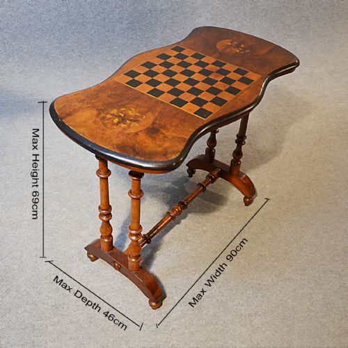 fig 1. Antique Table Victorian Games Chess Board Walnut English Sofa Side Hall c1880