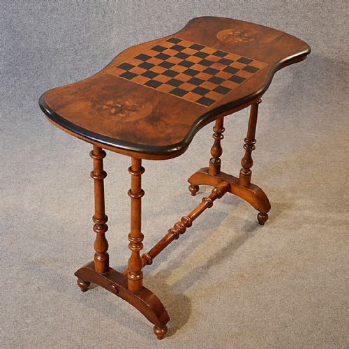 fig 2. Antique Table Victorian Games Chess Board Walnut English Sofa Side Hall c1880