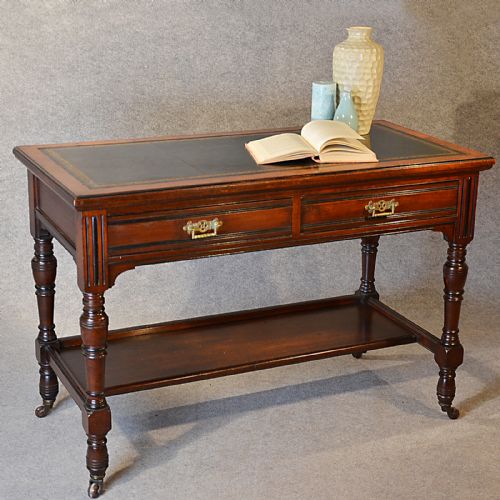 Antique Desk Victorian English Leather Top Mahogany Writing Study Table C1870