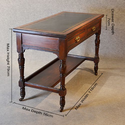fig 1. Antique Desk Victorian English Leather Top Mahogany Writing Study Table c1870