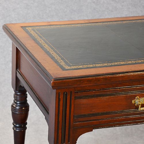 fig 2. Antique Desk Victorian English Leather Top Mahogany Writing Study Table c1870