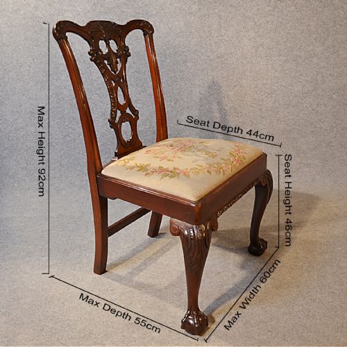 fig 1. Antique Chair Victorian Chippendale Revival Dining Side English Mahogany c1890