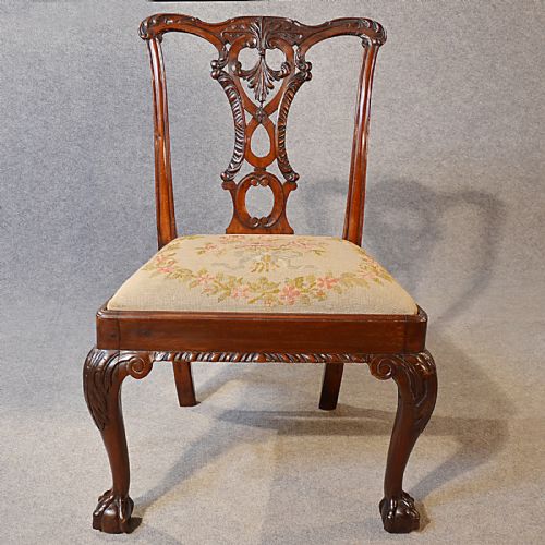 fig 4. Antique Chair Victorian Chippendale Revival Dining Side English Mahogany c1890