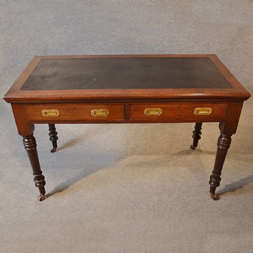 fig 2. Antique Desk Victorian English Leather Top Mahogany Writing Study Table c1880