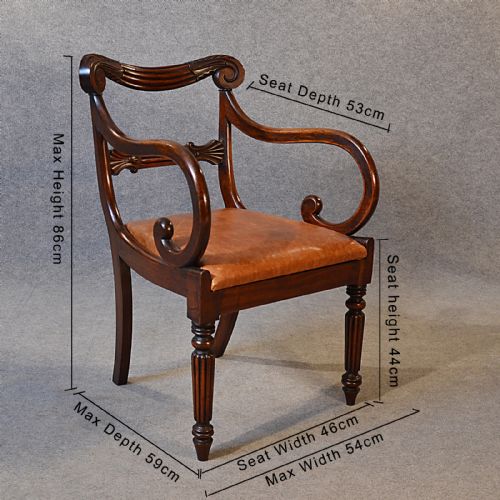 fig 1. Antique Chair Leather Dining Side Office Desk Study English William IV c1835